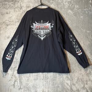 Vintage‎ Biker Shirt Lightning Flames long slevee Size 2XL